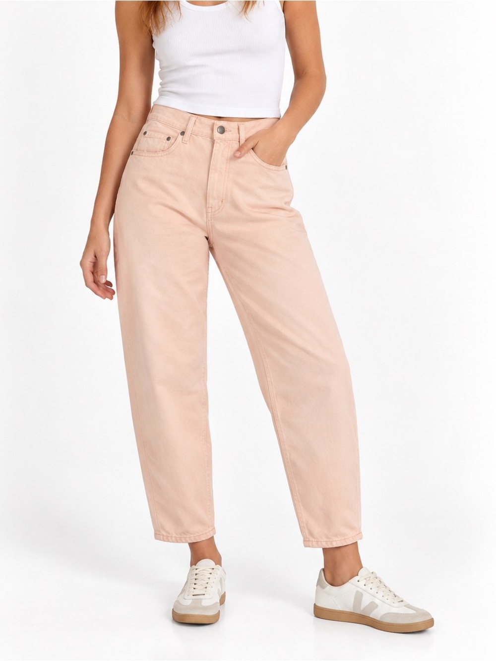Free People High Rise Loose Taper Pink Levi’s Premium Jeans NWT